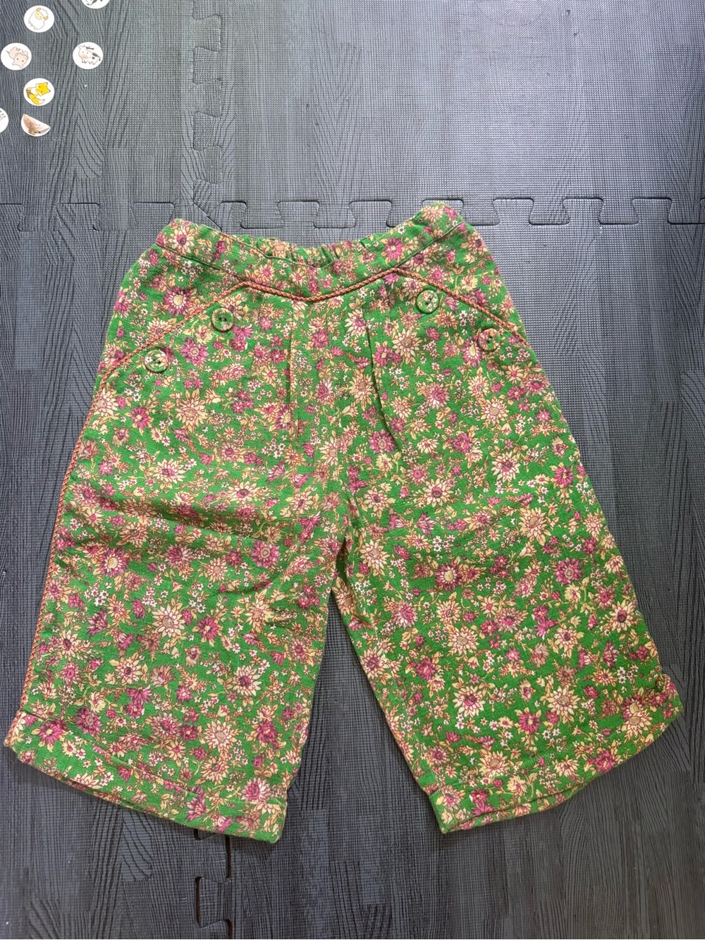 Bonjour toddler green floral wide leg pants